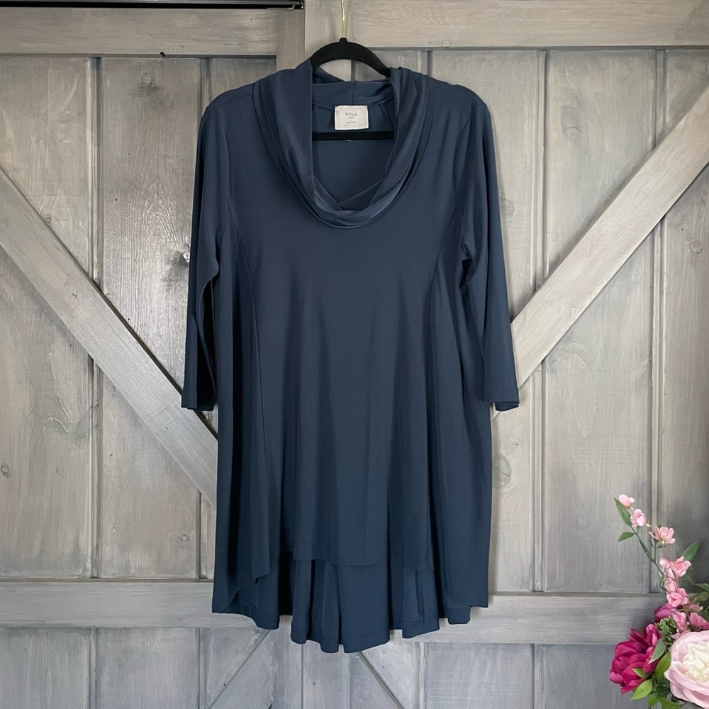 Chalet Et Ceci Blue draped blouse detail back size small